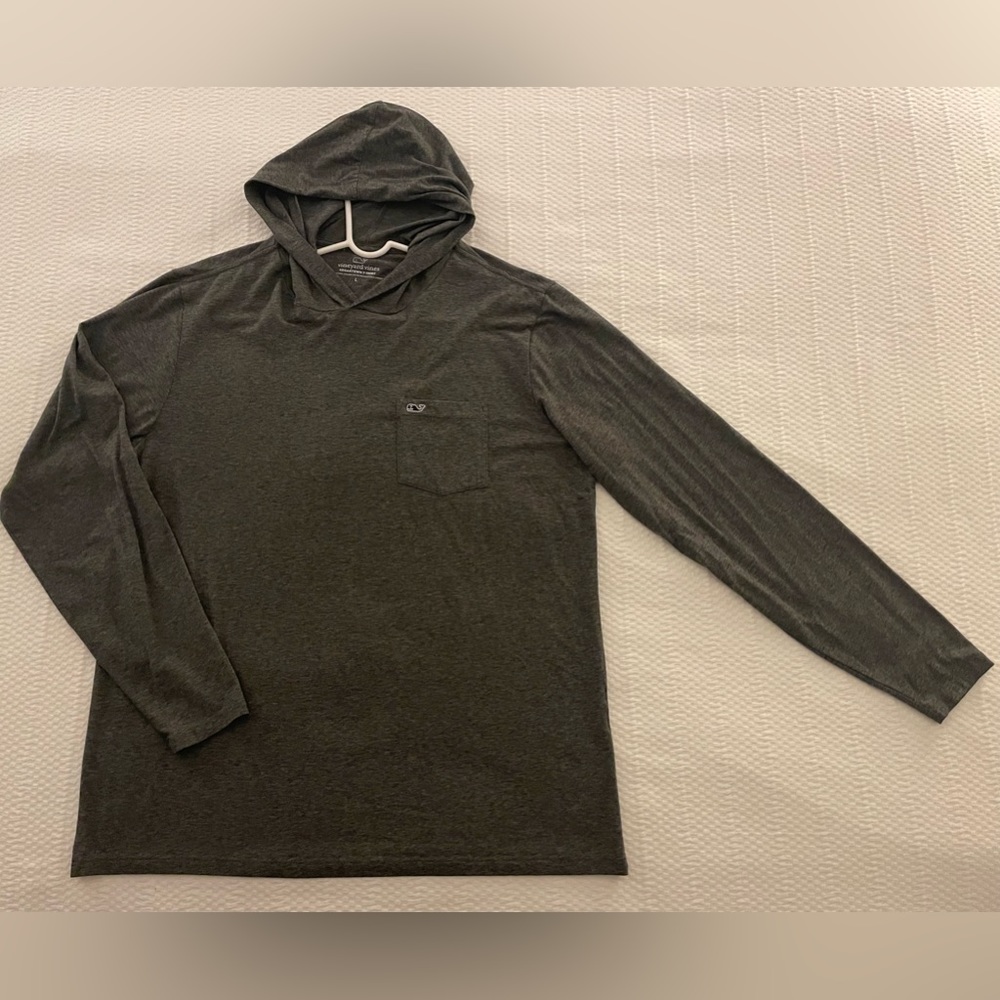 VINEYARD VINES Men’s Long-sleeve Edgartown Hoodie Tee, Large, Gray